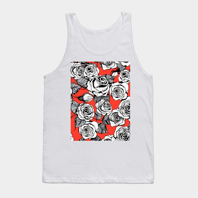 White roses pattern Tank Top by katerinamk